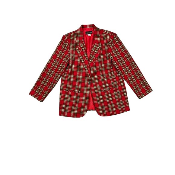 Vintage Requirements Wool Blend Plaid Christmas Holiday Blazer Size 12 - Picture 1 of 6